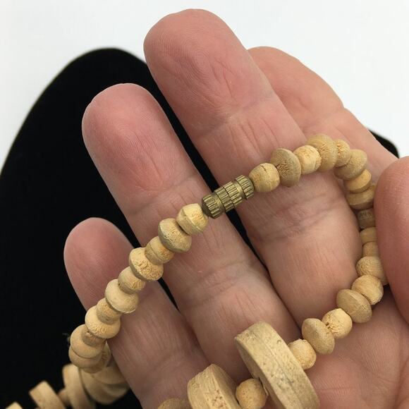 Chunky Red (Terra Cotta) & Black Clay & Wooden Disc Bead Statement Necklace - Picture 6 of 13